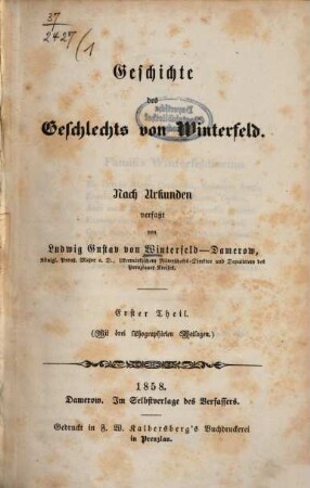 Geschichte des Geschlechts von Winterfeld, 1