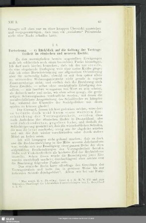 § 4. Fortsetzung. – c) Rückblick auf die Geltung der Vertragsfreiheit im römischen und neueren Rechte