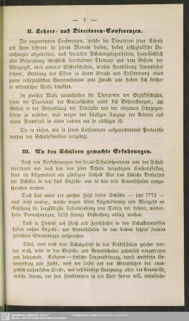 II. Lehrer- und Directoren-Conferenzen