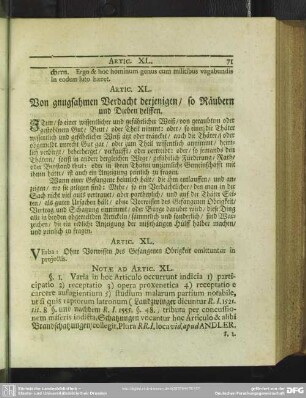 Artic. XL. Vom Gnugsamen Verdacht derjenigen, so Räubern und Dieben helffen