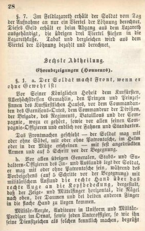 Sechste Abtheilung. Ehrenbezeigungen (Honneurs).