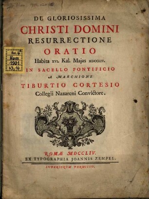 De gloriossimo Christi Domini resurrectione Oratio