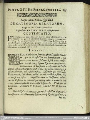 Disputatio Decima Quarta De Categoria Relatorum