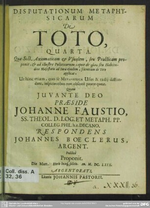 4: Disputationum metaphysicarum de toto ...