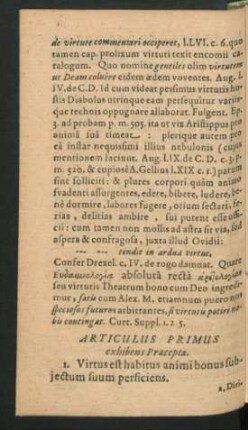 Articulus Primus exhibens Praecepta.