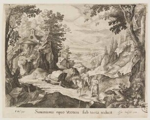 Barmherziger Samariter in bergiger Landschaft