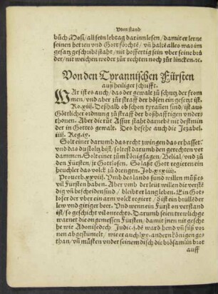 Von den Tyrannischen Fürsten auß heiliger schrifft.