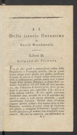 §. I. Delle istorie fiorentine di Nicolò Macchiavelli