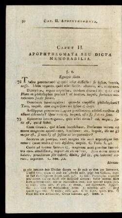 Caput II. Apophthegmata Seu Dicta Memorabilia