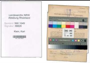Entnazifizierung Karl Klein , geb. 17.03.1895 (Stellwerksmeister)