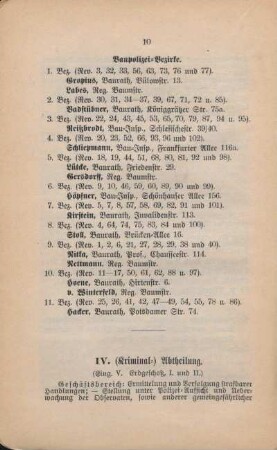 IV. (Kriminal-) Abtheilung