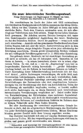 279-284, Ein neuer österreichischer Novellierungsentwurf