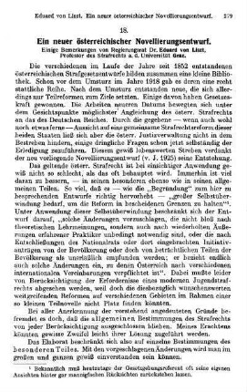 279-284, Ein neuer österreichischer Novellierungsentwurf