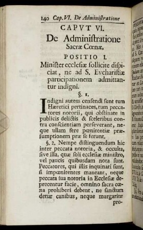 Caput VI. De Administratione Sacræ Cœnæ