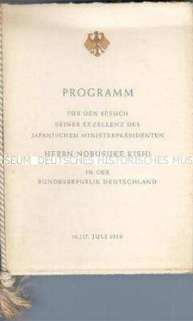 Programmheft zum Staatsbesuch des japanischen Ministerpräsidenten Kishi in der Bundesrepublik Deutschland 1959