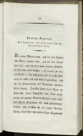 Fünftes Kapittel. Ein Kapittel, das man ganz füglich überschlagen kann