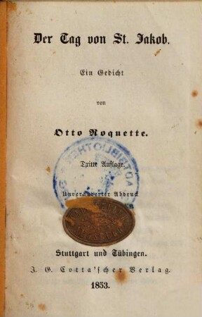 Der Tag von St. Jakob : ein Gedicht