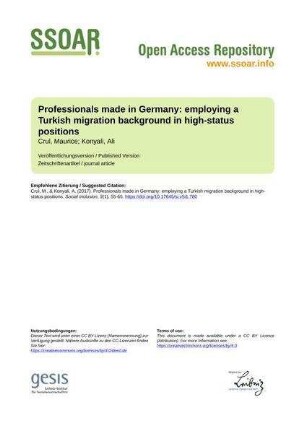 Professionals made in Germany: employing a Turkish migration background in high-status positions