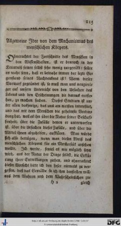 Allgemeine Idee von dem Mechanismus des menschlichen Körpers.