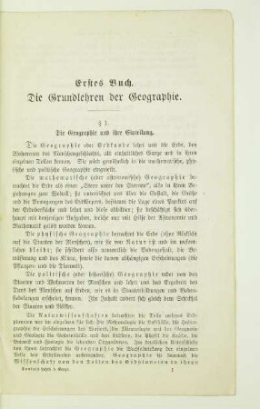 Erstes Buch. Die Grundlehren der Geographie