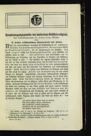 Hauptausgangspunkte der modernen Gefühlsreligion : Schluß