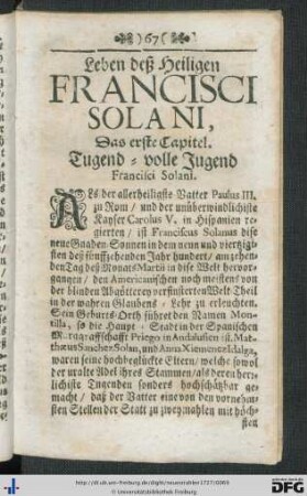 Leben deß Heiligen Francisci Solani.
