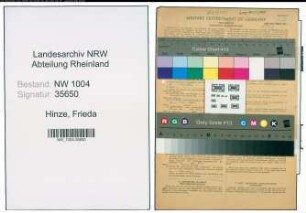 Entnazifizierung Frieda Hinze , geb. 16.02.1895 ()