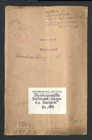 Landfriedensbruch (Plünderungen usw. in Hamm am 3.- 4.7.1919) Haverkamp, Heinrich