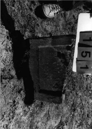 Grabstein 151 (Index: 99797298) Material: Sandstein, rot Zustand: sehr stark verwittert Maße HxBxT: 0x0x0 cm: Grabstein 151