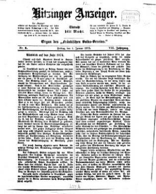 Kitzinger Anzeiger. 1875 = Jg. 8