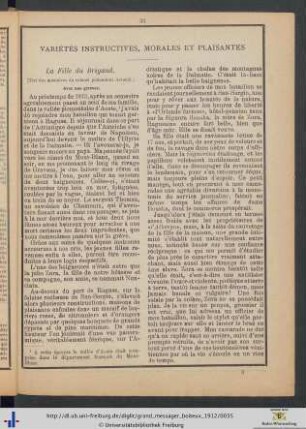 La Fille du Brigand (Tiré des mémoires du colonel piémontais Arnoldi).