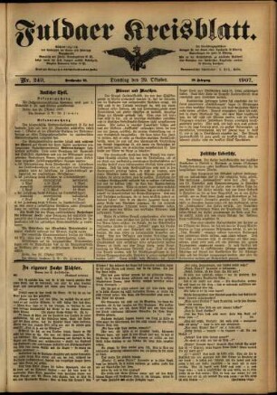 Ausgabe vom Dienstag, den 29. Oktober 1907.