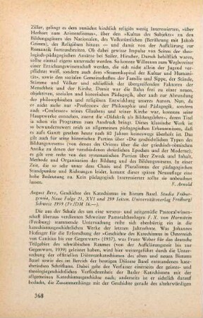 368-369 [Rezension] Berz, August, Geschichte des Katechismus im Bistum Basel