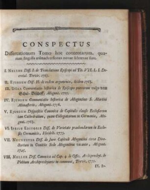 Conspectus Dissertationum