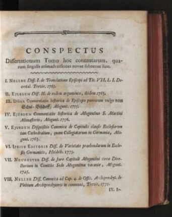 Conspectus Dissertationum