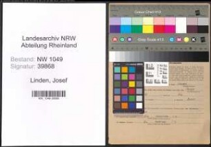 Entnazifizierung Josef Linden , geb. 26.01.1898 (Kaufmaennischer Angestellter)