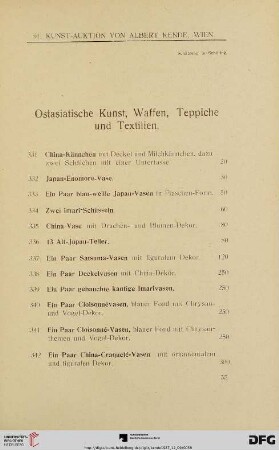 Ostasiatische Kunst, Waffen, Teppiche und Textilien (Nr. 331-366)