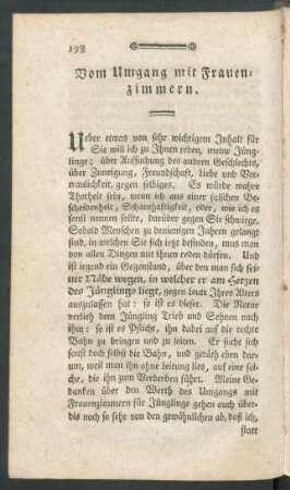 Vom Umgang mit Frauenzimmern.