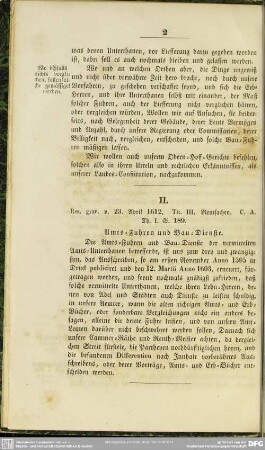 II. Amts-Fuhren und Bau-Dienste