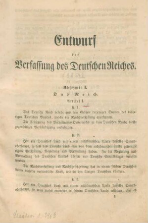Entwurf der Verfassung des Deutschen Reiches