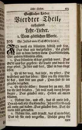 Vierdter Theil, enthaltend Lehr- Lieder.