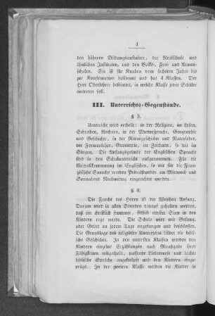 III. Unterrichts-Gegenstände.