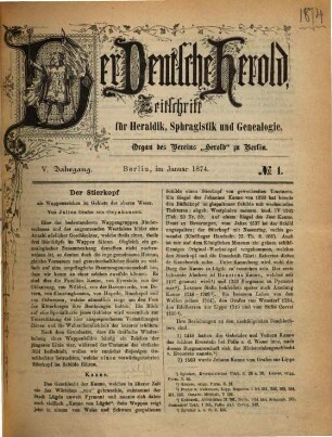 Der deutsche Herold : Zeitschrift für Wappen-, Siegel- u. Familienkunde. 5. 1874
