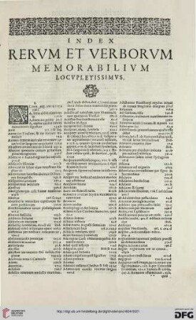 Index Rervm et vervorvm memorabilivm locvpletissimvs