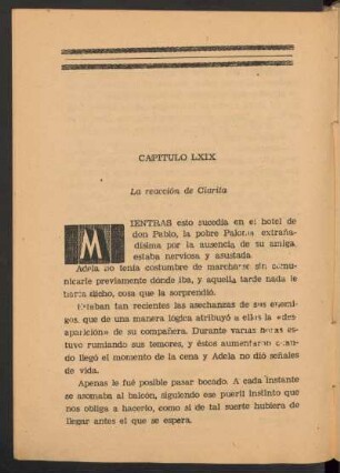 Capítulo LXIX - La reacción de Clarita