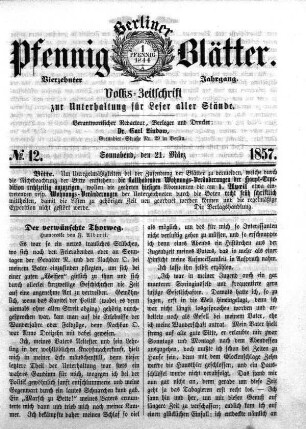 No. 12, Sonnabend, den 21. März