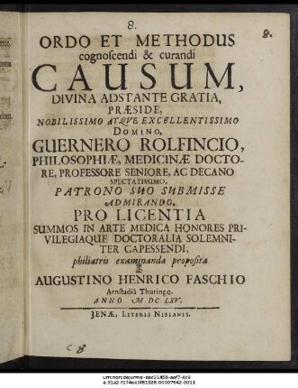Ordo Et Methodus cognoscendi & curandi Causum