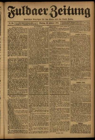 Ausgabe vom Montag, den 28. Februar 1921.