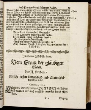 Die II. Predigt/ Welche dessen Unterscheid und Mannigfaltigkeit fürstellet.