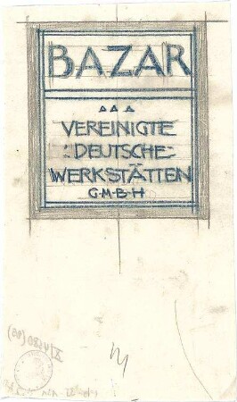 Pfann, Paul; München - Theresienhöhe; Ausstellung München 1908 - Inschriftentafel, Basar, Vereinigte Deutsche Werkstätten GmbH (Ansicht)